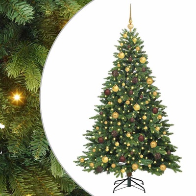 Sztuczna choinka z 300 diodami LED Zielony 180 cm PE i PVC