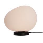 Lampa stołowa STONES minimalistyczna – biały akrylowy klosz 30 cm w kształcie kamienia – skandynawska lampka na stolik nocny E27 