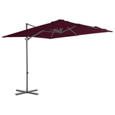 Parasol wiszący na stalowym słupku, bordowy, 250x250 cm