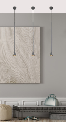Lampa wisząca tuba Tucson szara pojedyncza GU10 metalowa