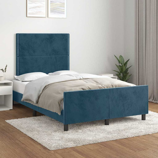 vidaXL Rama łóżka z zagłówkiem, ciemnoniebieska, 120x200 cm, aksamitna model standard