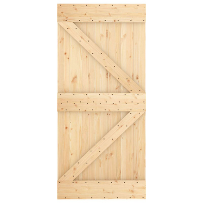 Drzwi przesuwne 95 x 210 cm Lite Drewno Sosnowe (Nieobrobione)