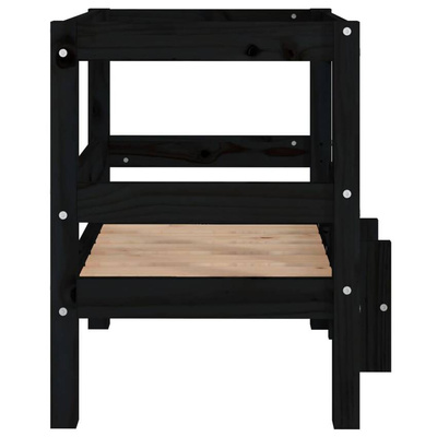 vidaXL Legowisko dla psa, czarne, 55,5x53,5x60 cm, lite drewno sosnowe