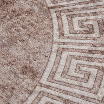 vidaXL Dywan z możliwością prania, 120 cm, beżowy, antypoślizgowy