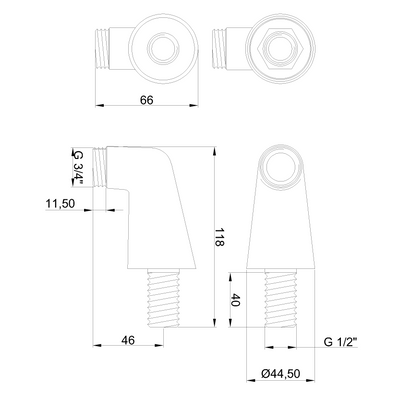 Kolanka do baterii wannowej - okrągłe LA-46-C01-L Invena