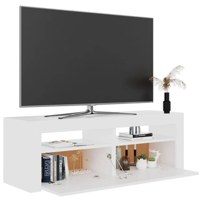 Szafka pod TV z oświetleniem LED, biała, 120x35x40 cm vidaXL