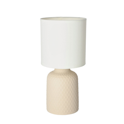 Lampka nocna Iner beżowa ceramiczna z abażurem