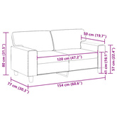 2-osobowa sofa, kremowy, 120 cm, sztuczna skóra