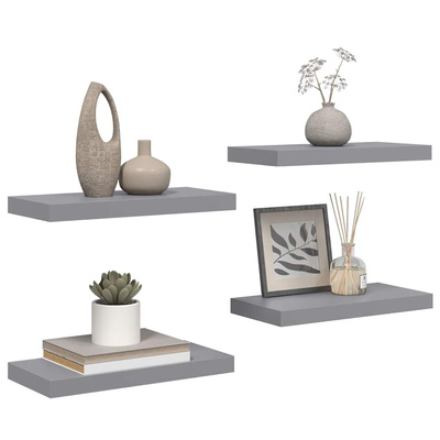vidaXL Półki ścienne, 4 szt., szare, 50x23x3,8 cm, MDF