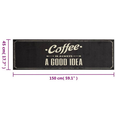 vidaXL Dywanik kuchenny z napisem Coffee, 45x150 cm, aksamitny