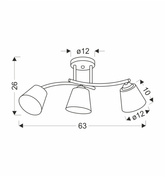 Lampa Sufitowa Brunatny+Złoty 3X40 E27 Klosz Biały Greco
