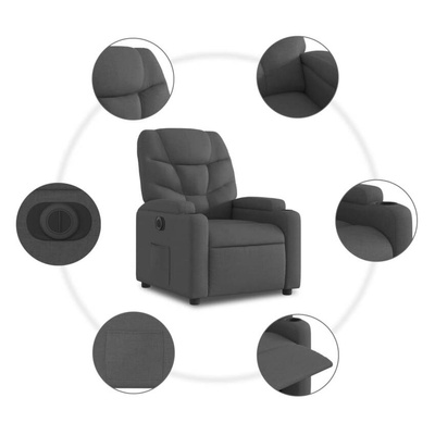 vidaXL Podnoszony fotel masujący, elektryczny, rozkładany, ciemnoszary wariant 15