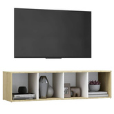 vidaXL Szafka pod TV, biel i dąb sonoma, 142,5x35x36,5 cm