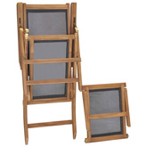 vidaXL Leżak tarasowy z podnóżkiem, lite drewno tekowe, czarny