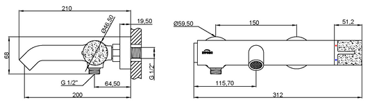 Bateria wannowa gabro plus chrom BW-3P-001-V Invena