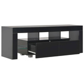 vidaXL Szafka pod TV ze światłem LED, błyszcząca, czarna, 130x35x45cm