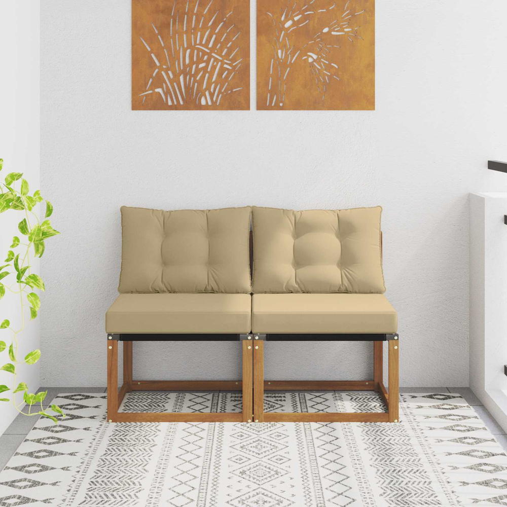 2 szt. Sofa środkowa na zewnątrz Naturalny