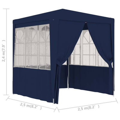 vidaXL Namiot imprezowy ze ściankami, 2,5x2,5 m, niebieski, 90 g/m²