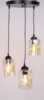 Lampa wisząca czarna/bursztynowa talerz 3xE27 Felis 33-00217