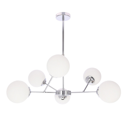 BELWEDER lampa wisząca chromowy 6x40W E14 klosz biały  36-39842