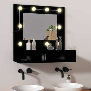 Szafka z lustrem i oświetleniem LED, czarna, 60x31,5x62 cm