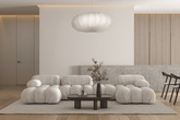 Lampa wisząca CAFEE' skandynawska - z abażurem kremowym latte 66cm - nowoczesne oświetlenie sufitowe do salonu i jadalni E27