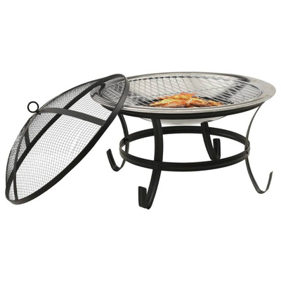 vidaXL Palenisko i grill 2-w-1, z pogrzebaczem, 56x56x49 cm, stal