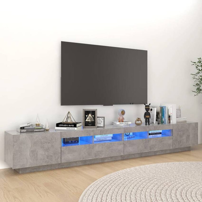 vidaXL Szafka pod TV z oświetleniem LED, szarość betonu, 260x35x40 cm