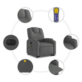 vidaXL Podnoszony fotel masujący, elektryczny, rozkładany, ciemnoszary