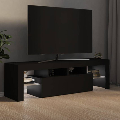 vidaXL Szafka pod TV z oświetleniem LED, czarna, 140x36,5x40 cm