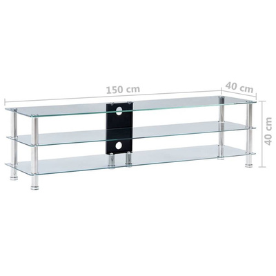 vidaXL Szafka pod TV, przezroczysta, 150x40x40 cm, hartowane szkło