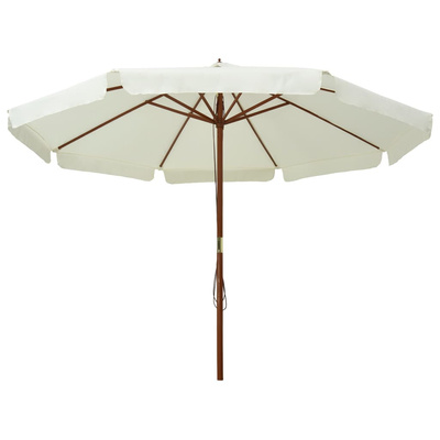 Parasol ogrodowy na drewnianym słupku, 330 cm, piaskowa biel