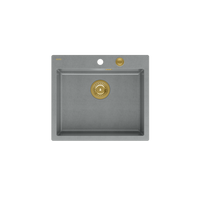 MORGAN 110 GraniteQ zlewozmywak silver stone z syfonem Push To Open kol. złoty 1-komorowy b/o + zaczepy 4 szt