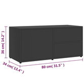 vidaXL Szafka pod TV, szara, 80x34x36 cm, materiał drewnopochodny