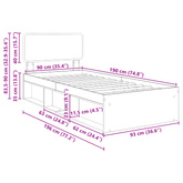 Ramka łóżka Stare drewno 90 x 190 cm Lite drewno sosnowe