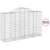 Kosze gabionowe, 15 szt, 200x50x120/140cm, galwanizowane żelazo