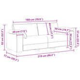 Sofa 3-osobowa Ciemna zieleń 220 cm tkanina