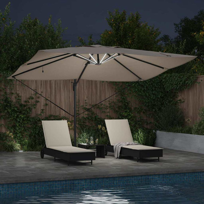 Parasol plażowy Ze LED Lights Ciemnoszary 352 x 251 x 265 cm