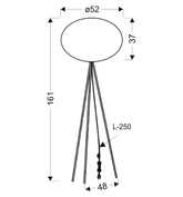 MELLOW lampa podłogowa czarny 1x40W E27 abażur 52 biały kula 51-40879