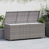 Skrzynia ogrodowa, szara, 150 x 50 x 60 cm, rattan PE