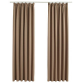 vidaXL Zasłony zaciemniające z haczykami, 2 szt., taupe, 140x225 cm
