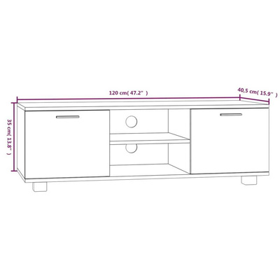 vidaXL Szafka pod TV, biały, 120x40,5x35 cm, materiał drewnopochodny