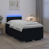 Łóżko Box Spring z materacem i LED Czarny 120 x 200 cm tkanina