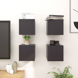 vidaXL Wiszące szafki telewizyjne, 4 szt., szare, 30,5x30x30 cm