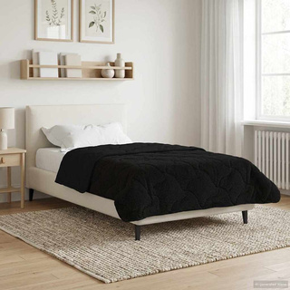 Letni Kołdra Czarny 155 x 200 cm Mikrofibra i Fleece Teddy