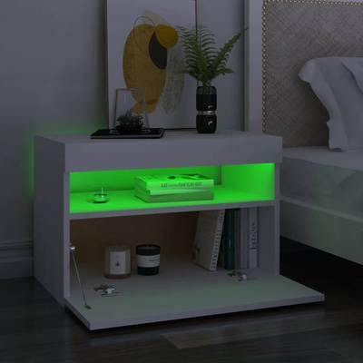 vidaXL Szafka pod TV z oświetleniem LED, biała, 60x35x40 cm