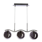 LUMOS lampa wisząca 3x20W G9 chrom klosze szklane 14 cm grafitowe nowoczesna elegancka oprawa oświetleniowa salon jadalnia kuchnia glamour