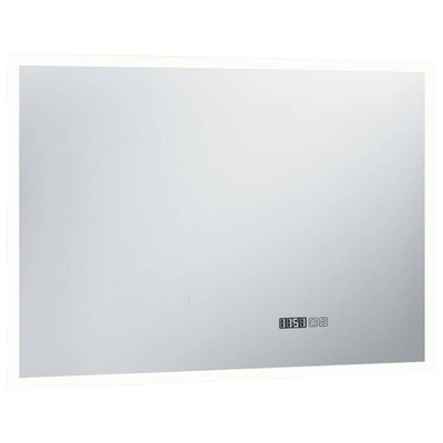 vidaXL Lustro łazienkowe z LED, czujnikiem dotyku i zegarem, 100x60 cm