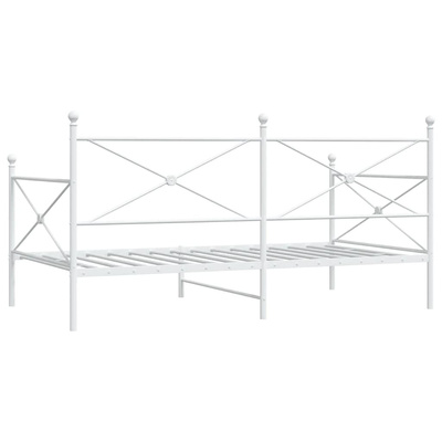 Łóżko dzienne bez materaca białe 100x200 cm stalowe