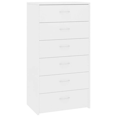 vidaXL Komoda, 6 szuflad, biała, 50x34x96 cm, materiał drewnopochodny